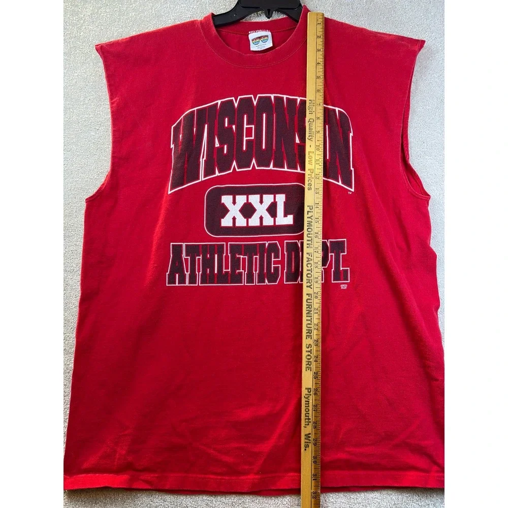 Vtg UW Wisconsin Athletic Dept Tank Top Mens XL Red 20/20 Sport Muscle Tee USA - Picture 6 of 7